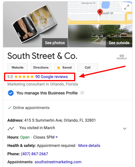 South Street & Co. Google My Business Reviews